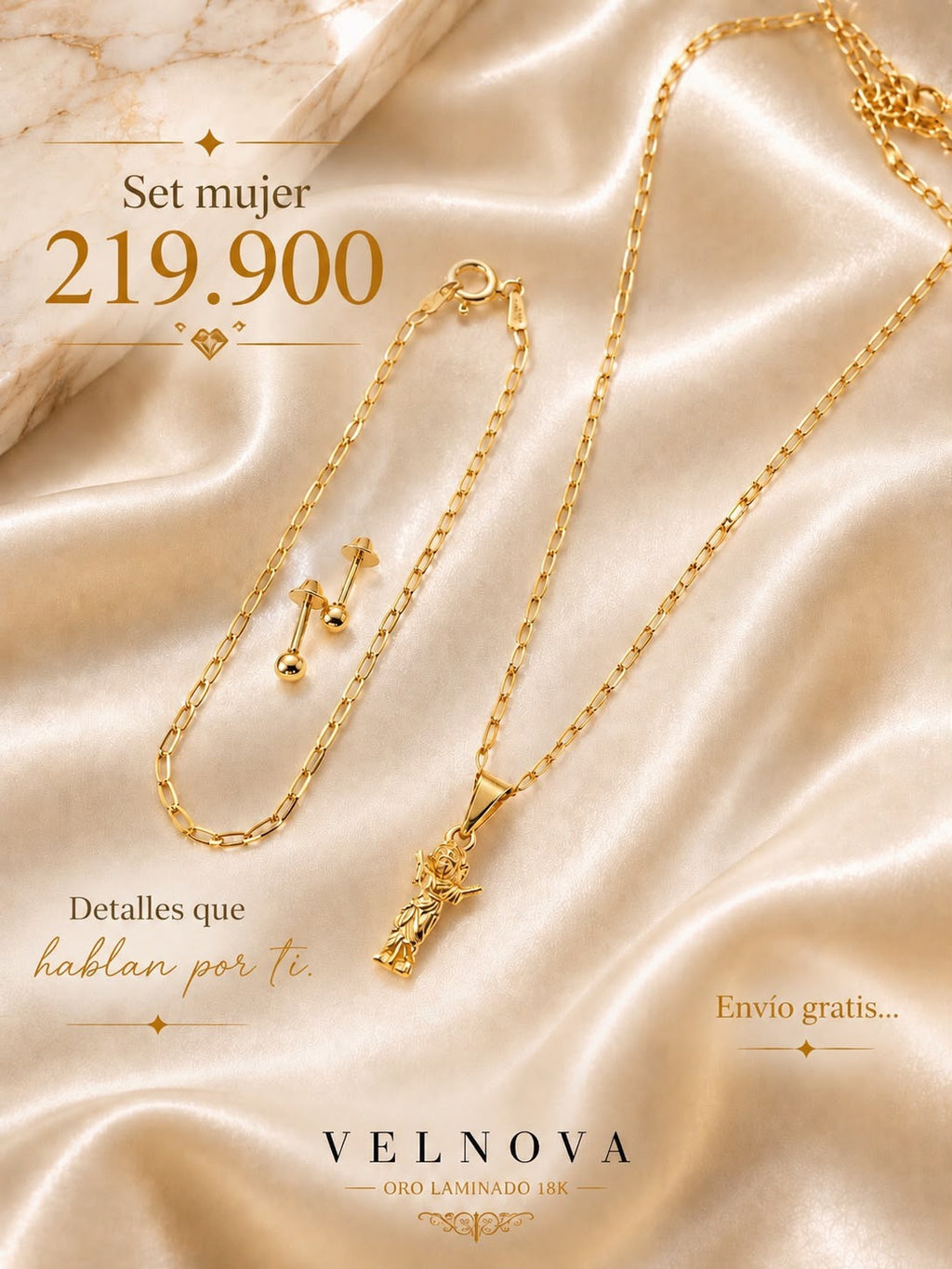 Set Velnova Essential Mujer — Divino Niño (Oro Laminado 18K)