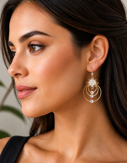 Aretes joya italiana puestos - modelo de perfil